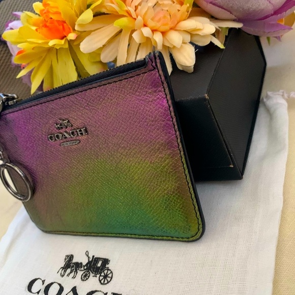 COACH OIL SLICK/HOLOGRAPHIC SKINNY
MINI CARD CASE Style:N64945 - Picture 2 of 9